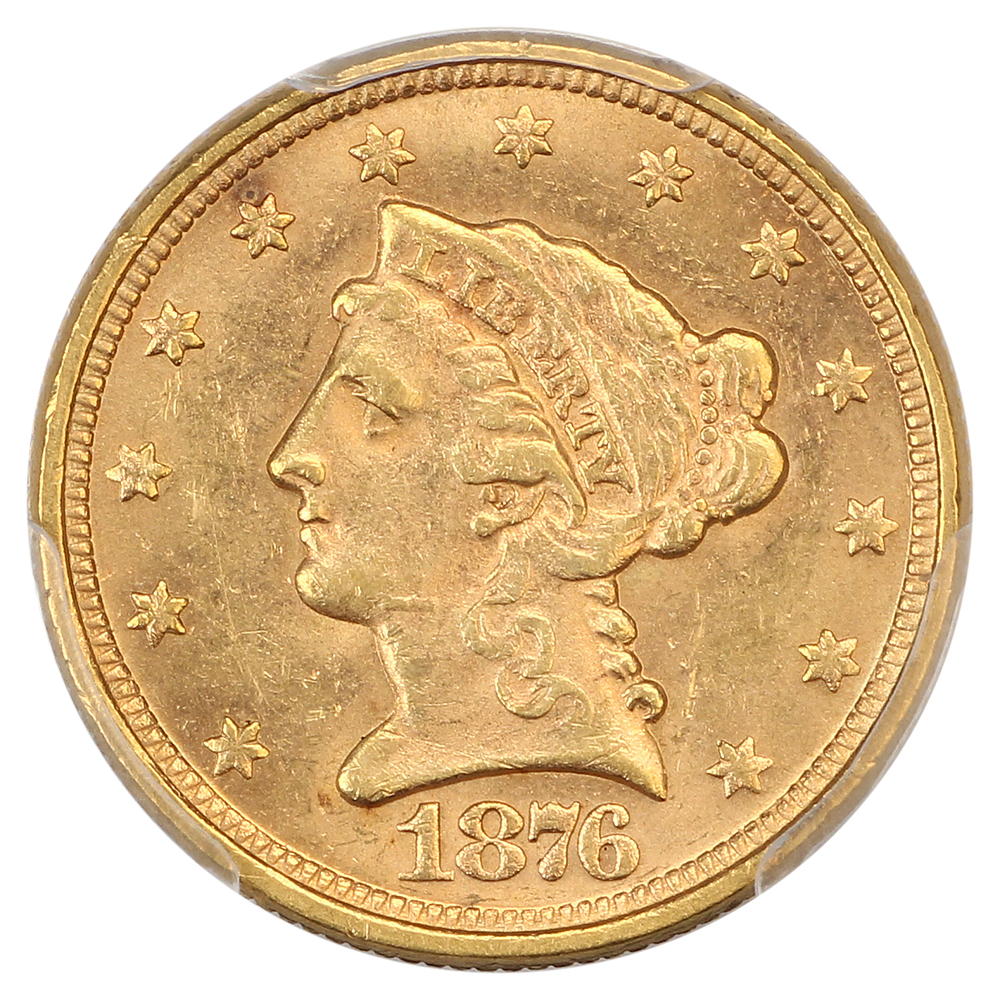 image for: 1876 $2 1/2 PCGS MS62