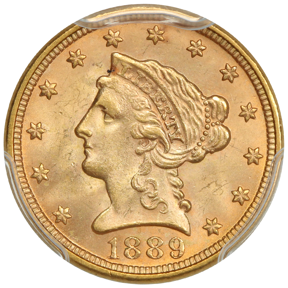 image for: 1889 $2 1/2 PCGS MS65