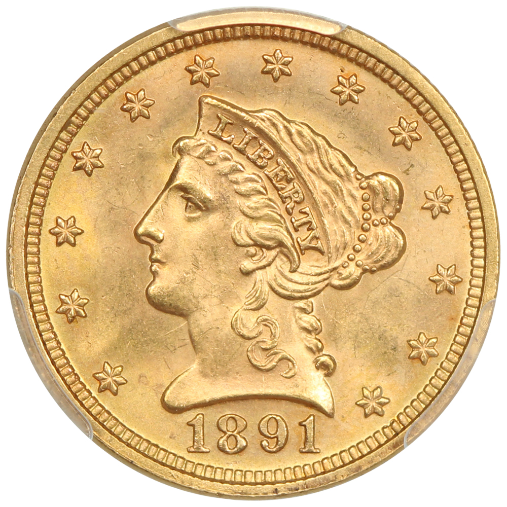 image for: 1891 $2 1/2 PCGS MS65