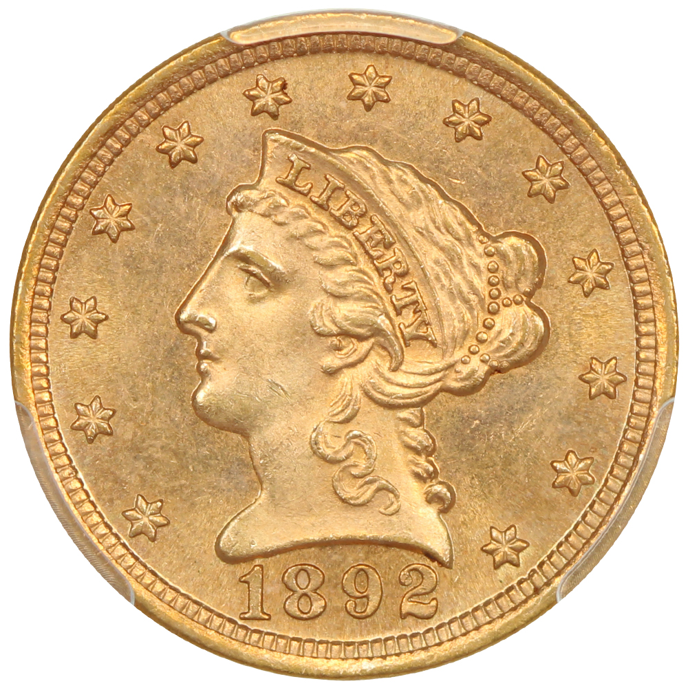 image for: 1892 $2 1/2 PCGS MS65