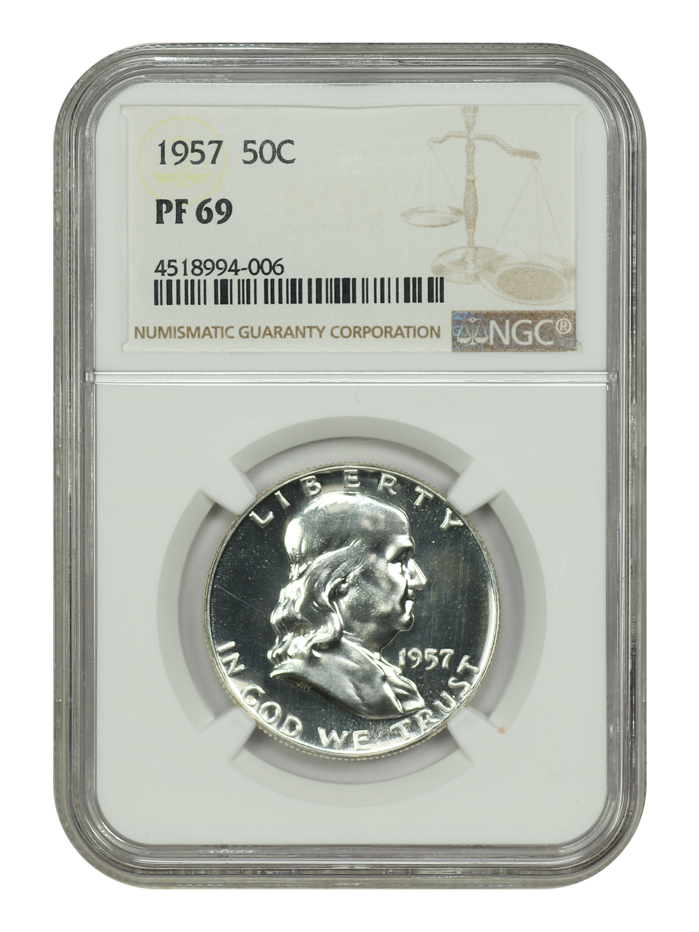 image for: 1957 50c NGC PR69