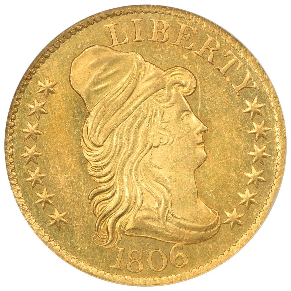 thumbnail for: 1806 Knob 6, 7x6 Stars $5  NGC MS63