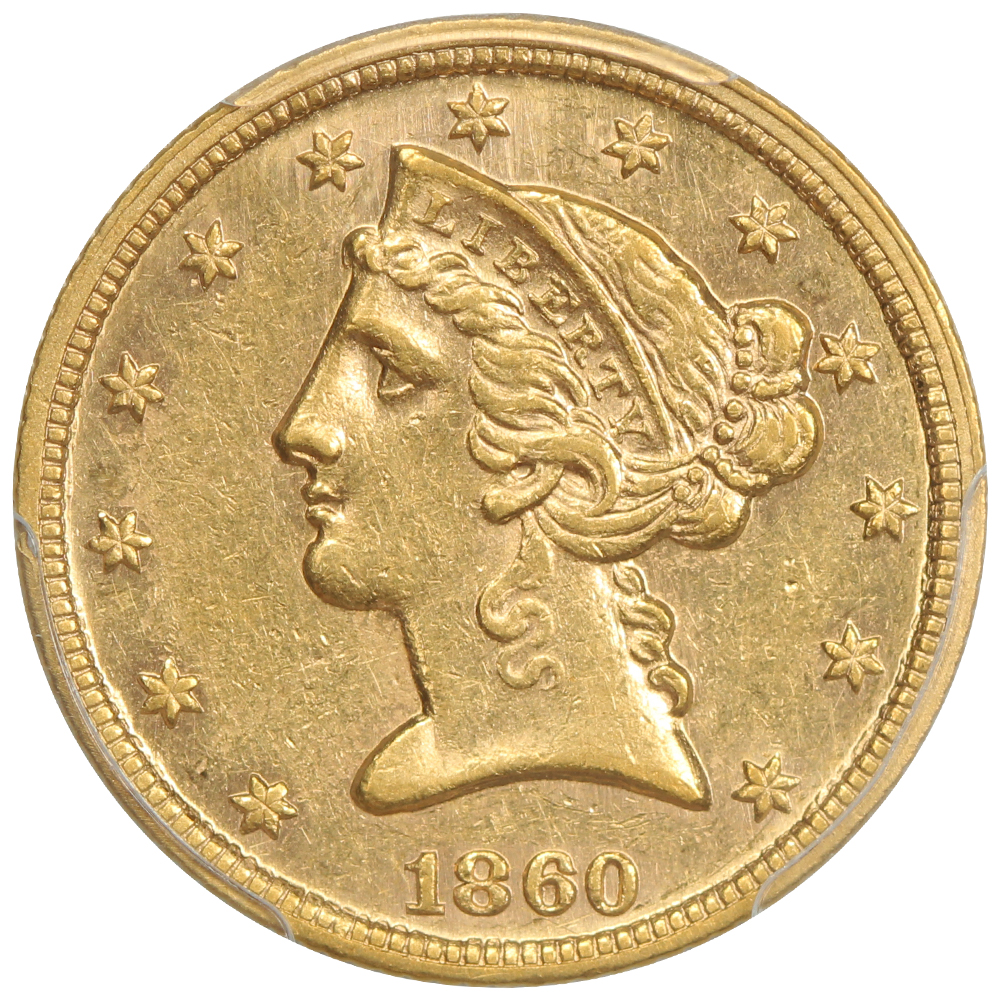 image for: 1860-C $5  PCGS AU55