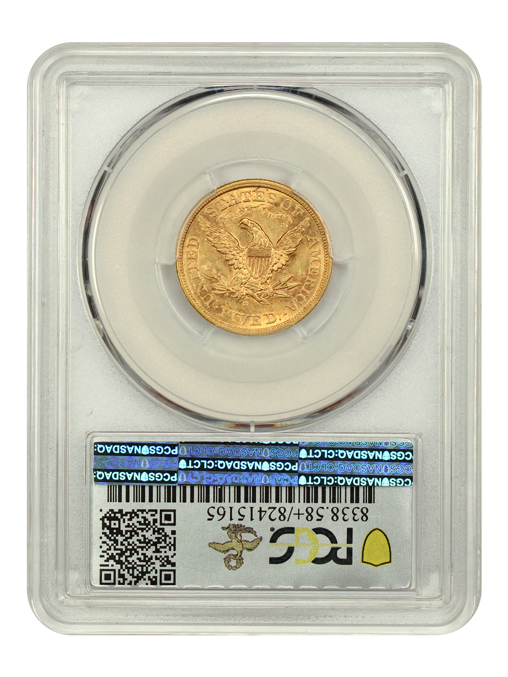 image for: 1875-S $5  PCGS AU58