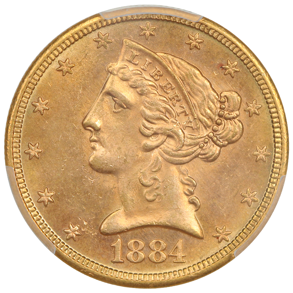 image for: 1884-S $5  PCGS MS64