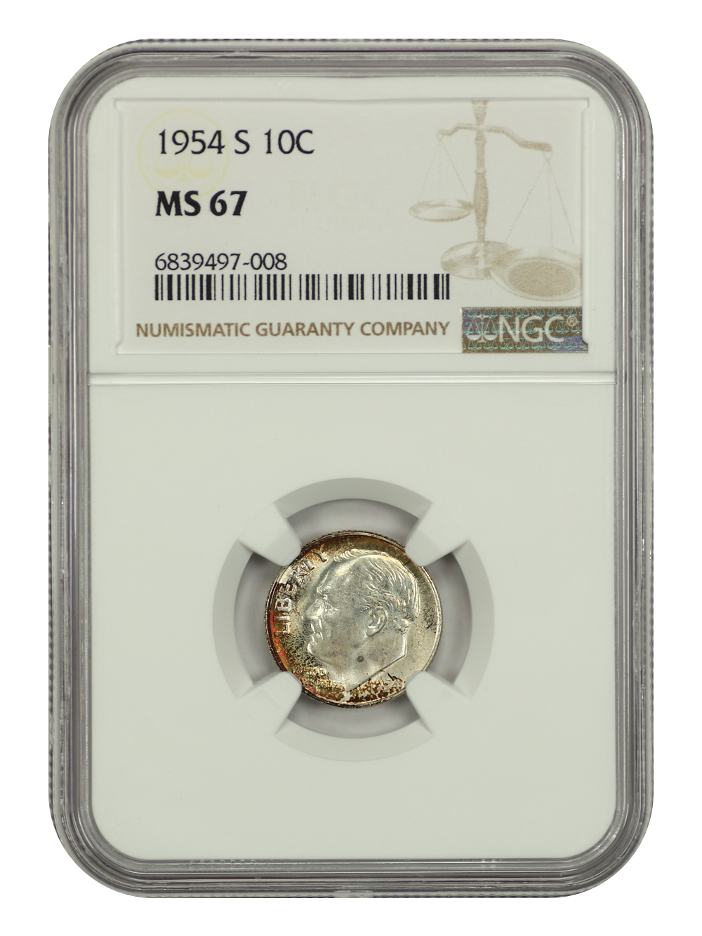 image for: 1954-S 10c NGC MS67