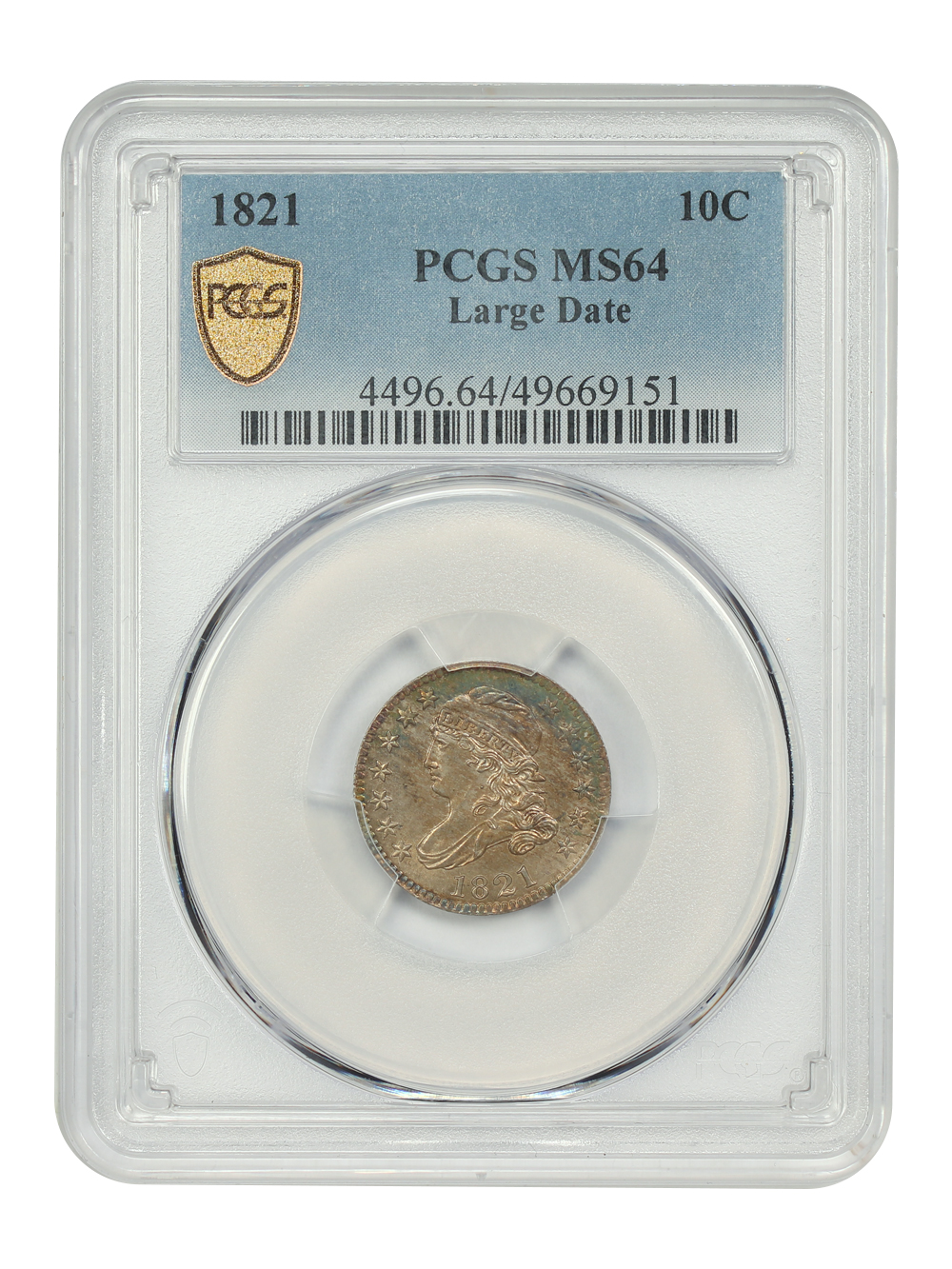 image for: 1821 Large Date 10c PCGS MS64