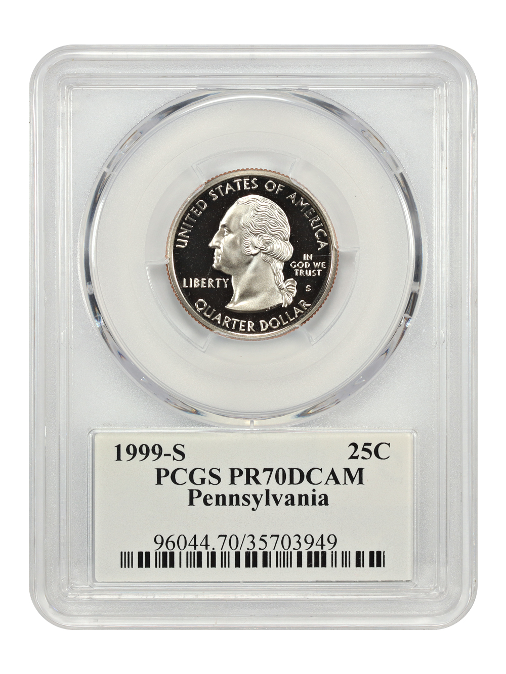 image for: 1999-S Pennsylvania, Clad 25c PCGS PR70 DCAM