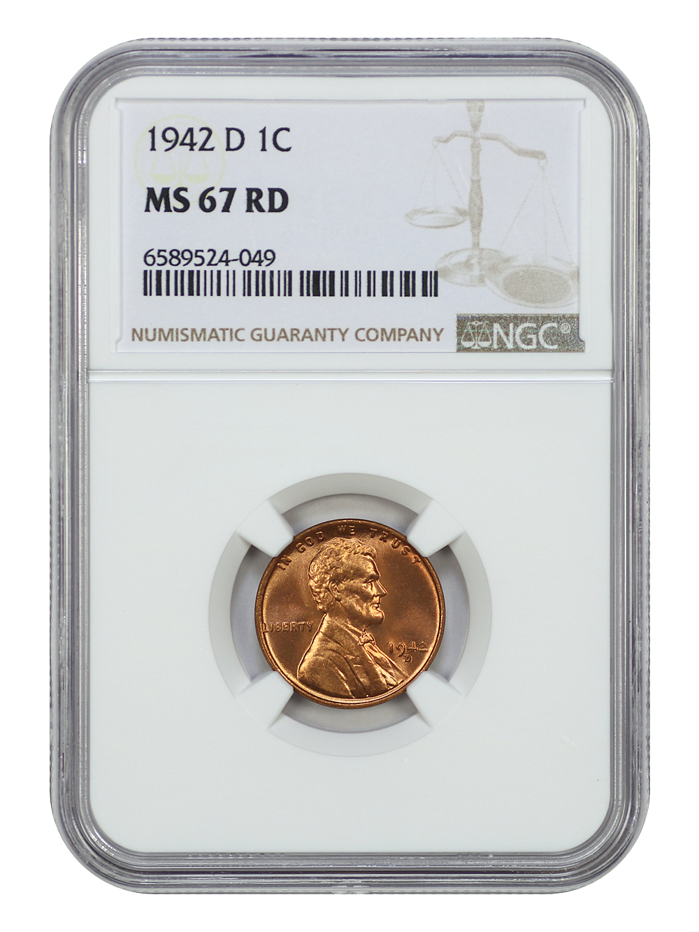 image for: 1942-D 1c NGC MS67 RD