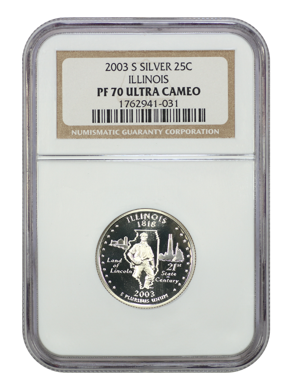 image for: 2003-S Illinois, Silver 25c NGC PR70 DCAM