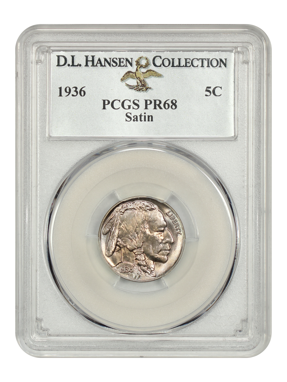 image for: 1936 Satin Finish 5c PCGS PR68