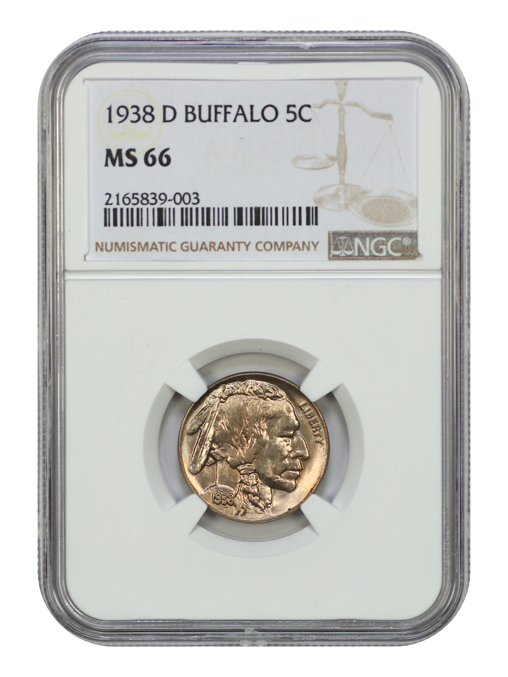 1938-D 5C Buffalo NGC MS66