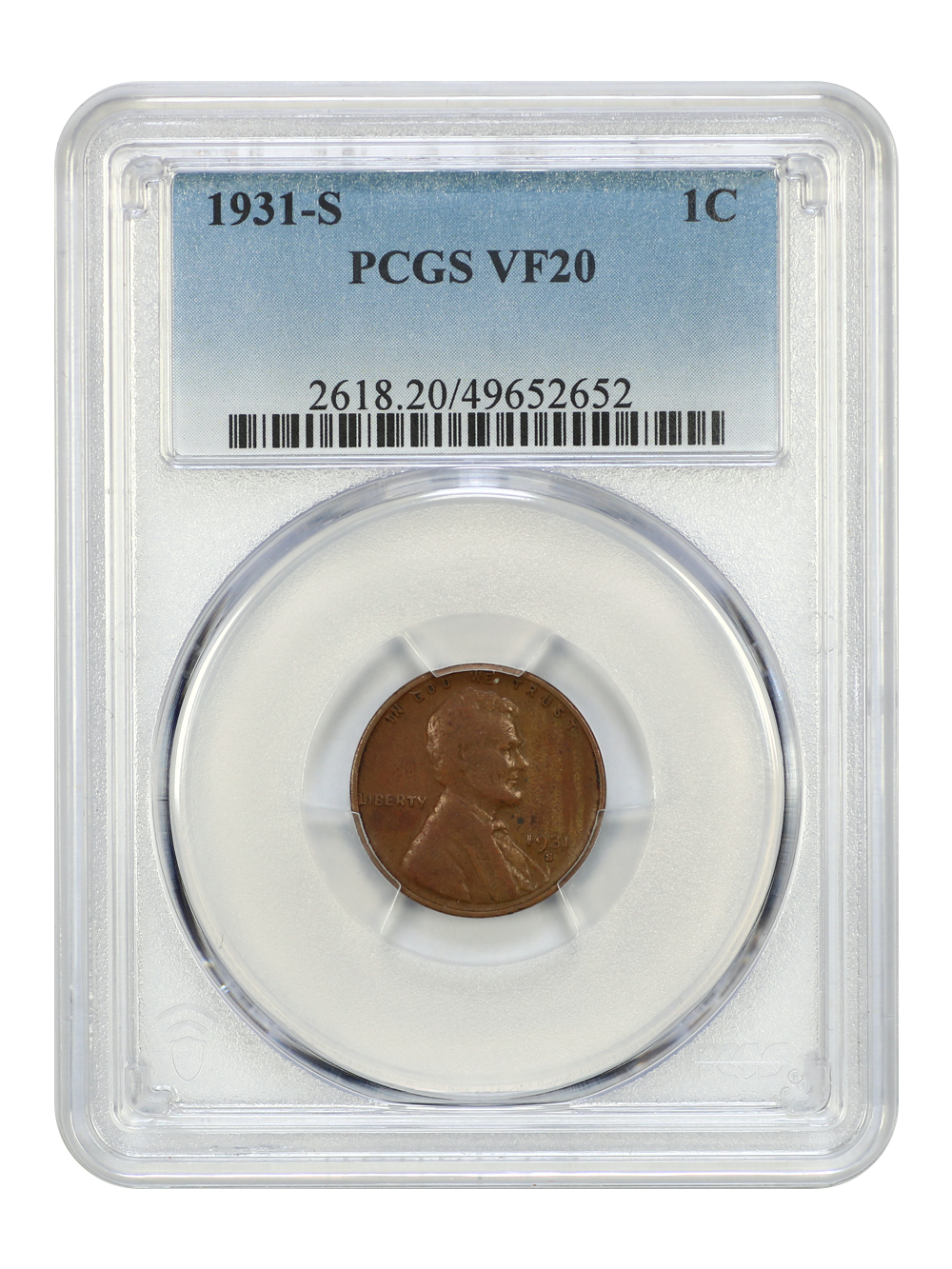 image for: 1931-S 1c PCGS VF20 BN