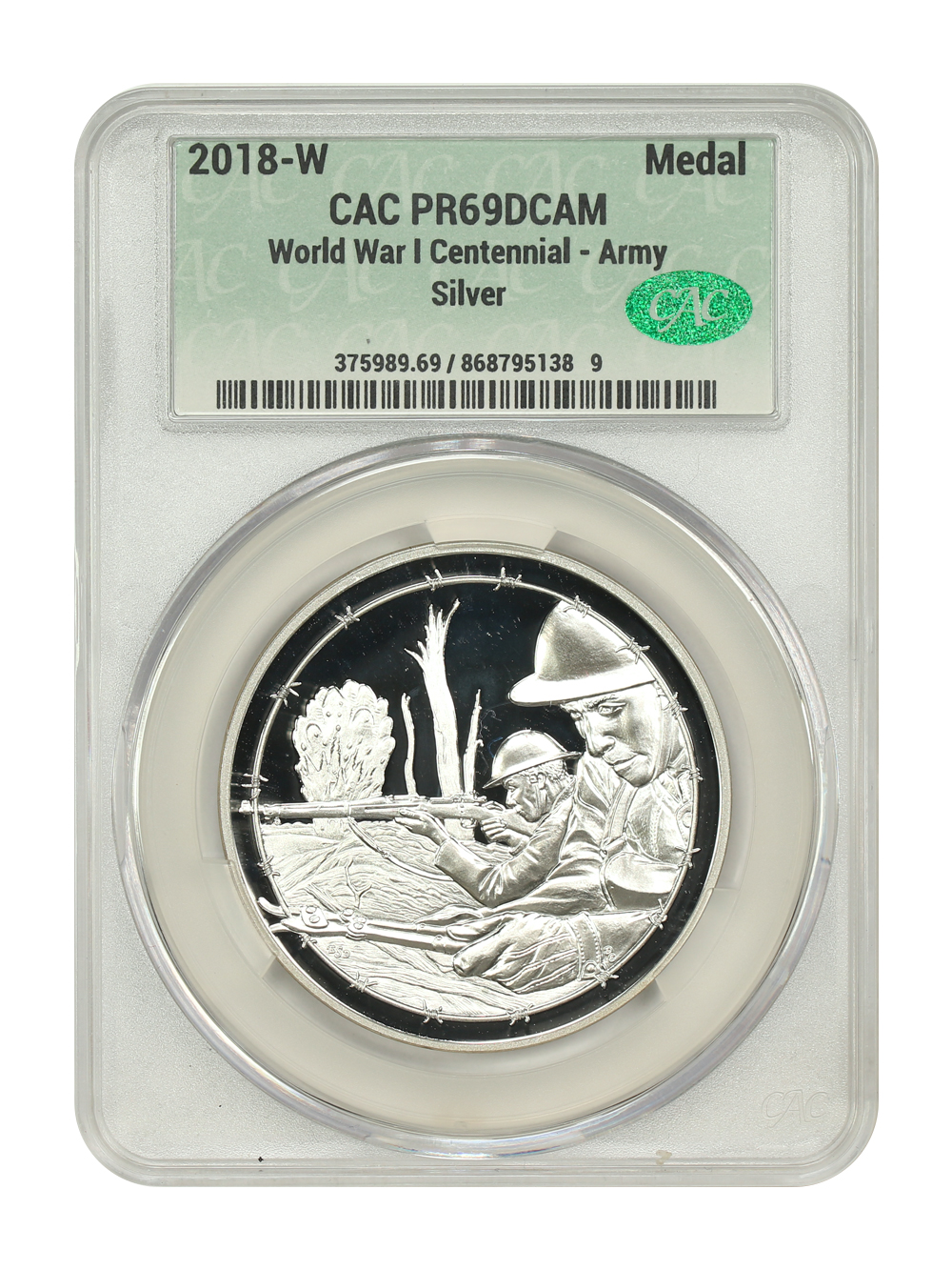 2018-W Medal WWI Centennial CACG PR69DCAM (Army)