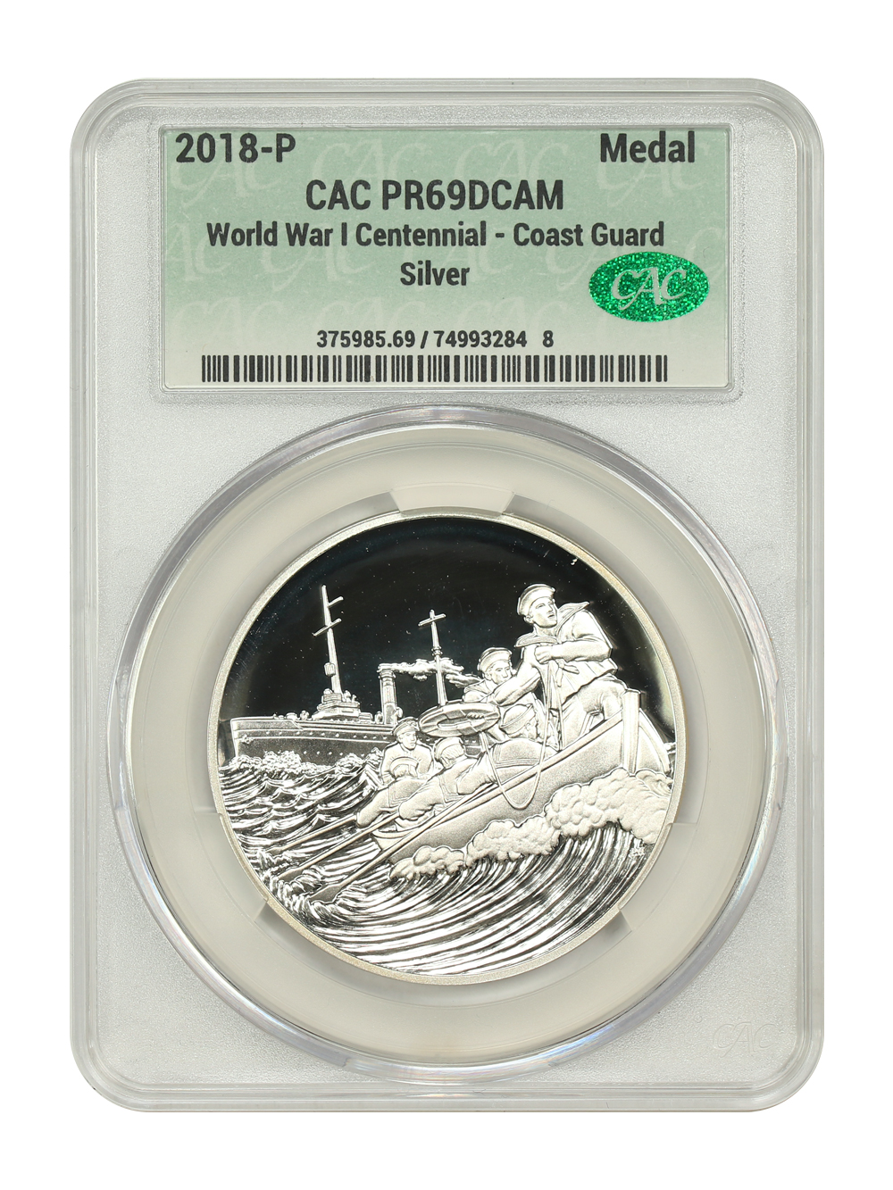2018-P Medal WWI Centennial CACG PR69DCAM (Coast Guard)