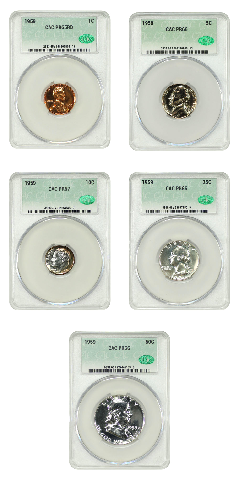 1959 Proof Set 1C-50C CACG PR65-67