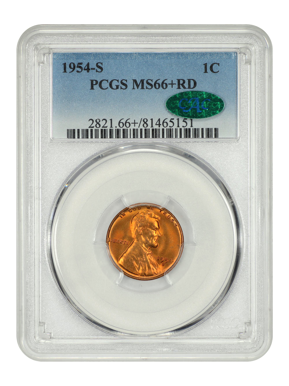 image for: 1954-S 1c PCGS MS66 RD
