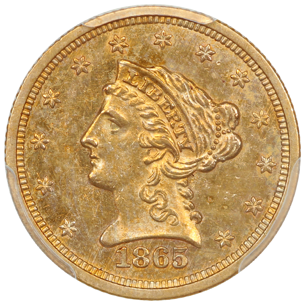 image for: 1865 $2 1/2 PCGS AU58