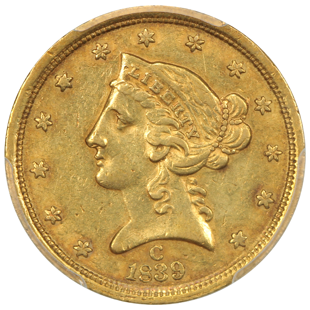image for: 1839-C $5  PCGS AU55