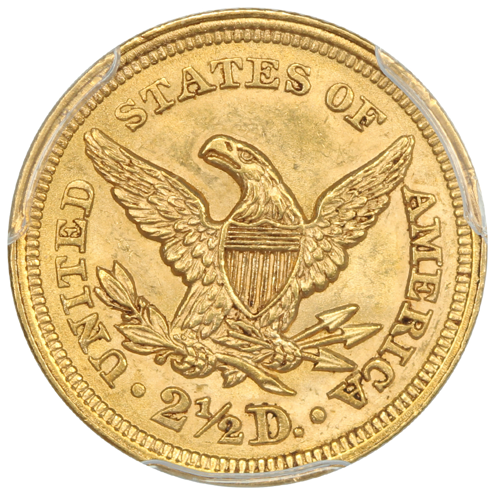 image for: 1852 $2 1/2 PCGS MS64