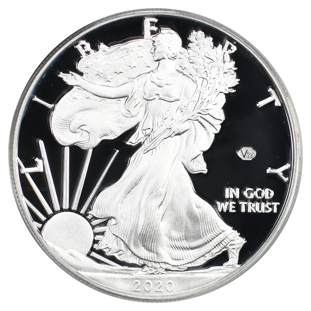 image for: 2020-W Silver Eagle, v75 Privy WWII Anniversary $1  PCGS PR69 DCAM