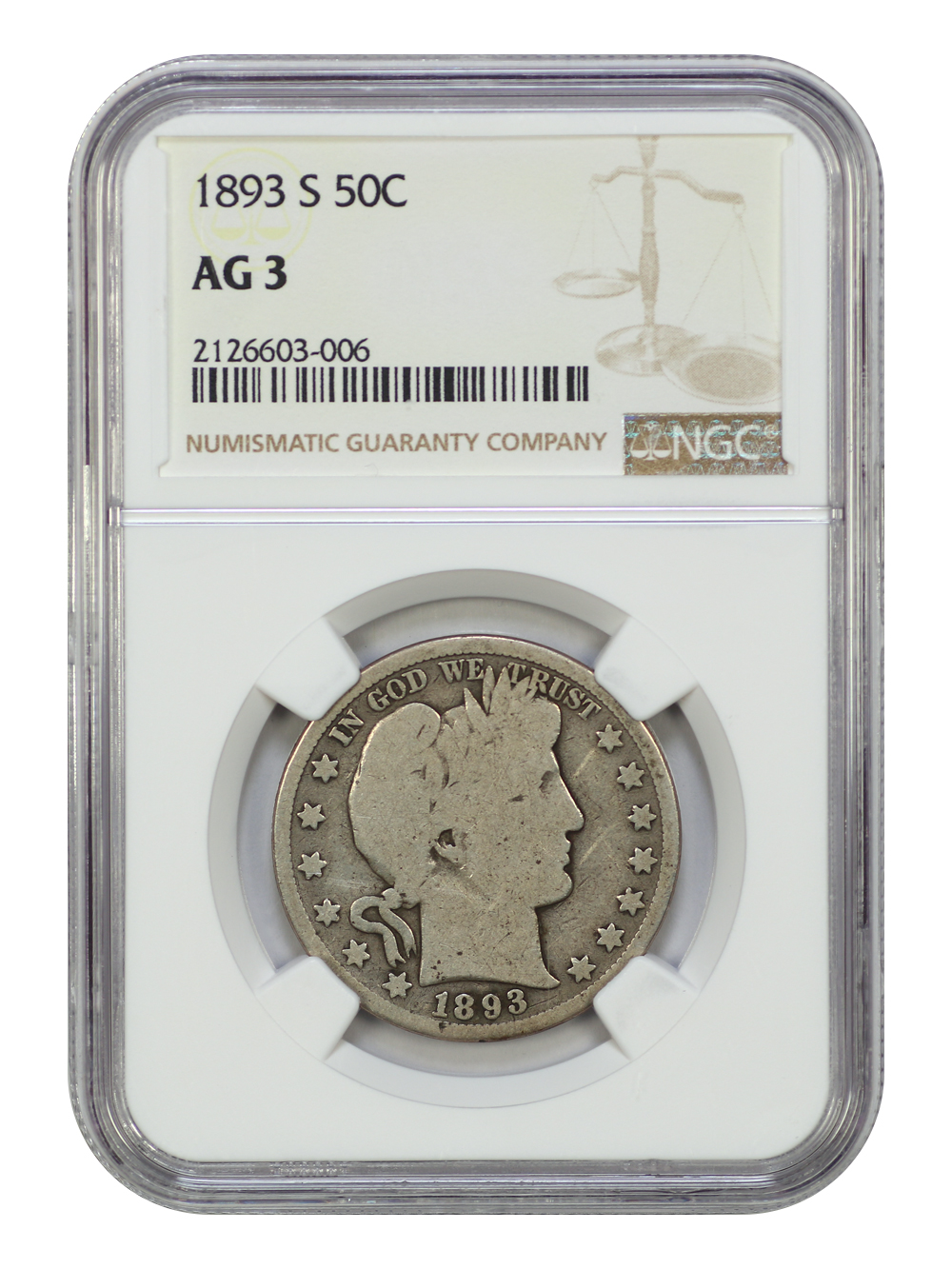 image for: 1893-S 50c NGC AG3