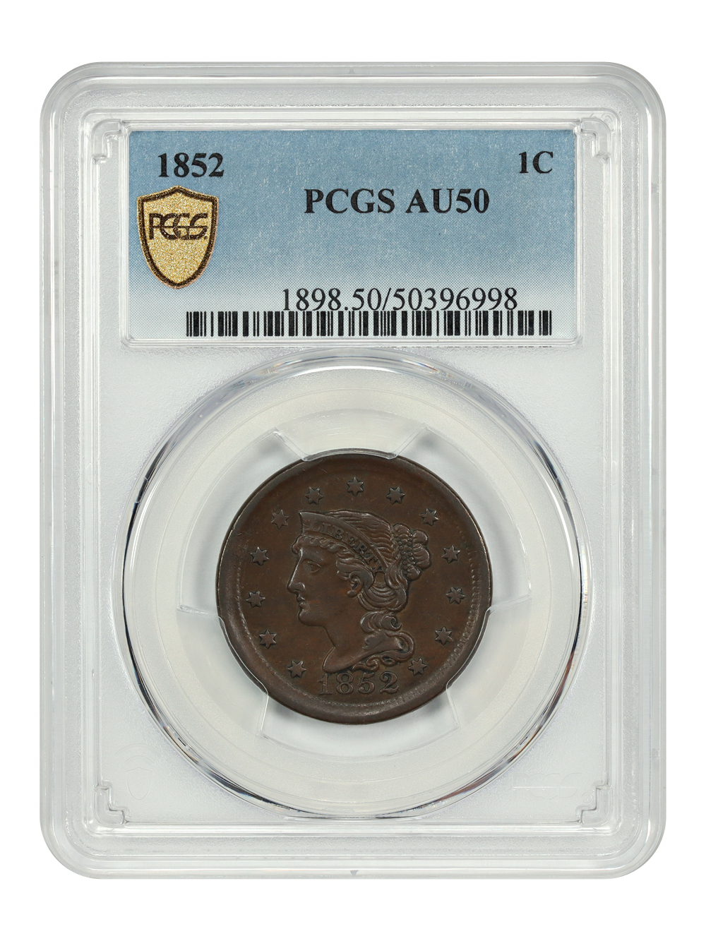 image for: 1852 1c PCGS AU50 BN