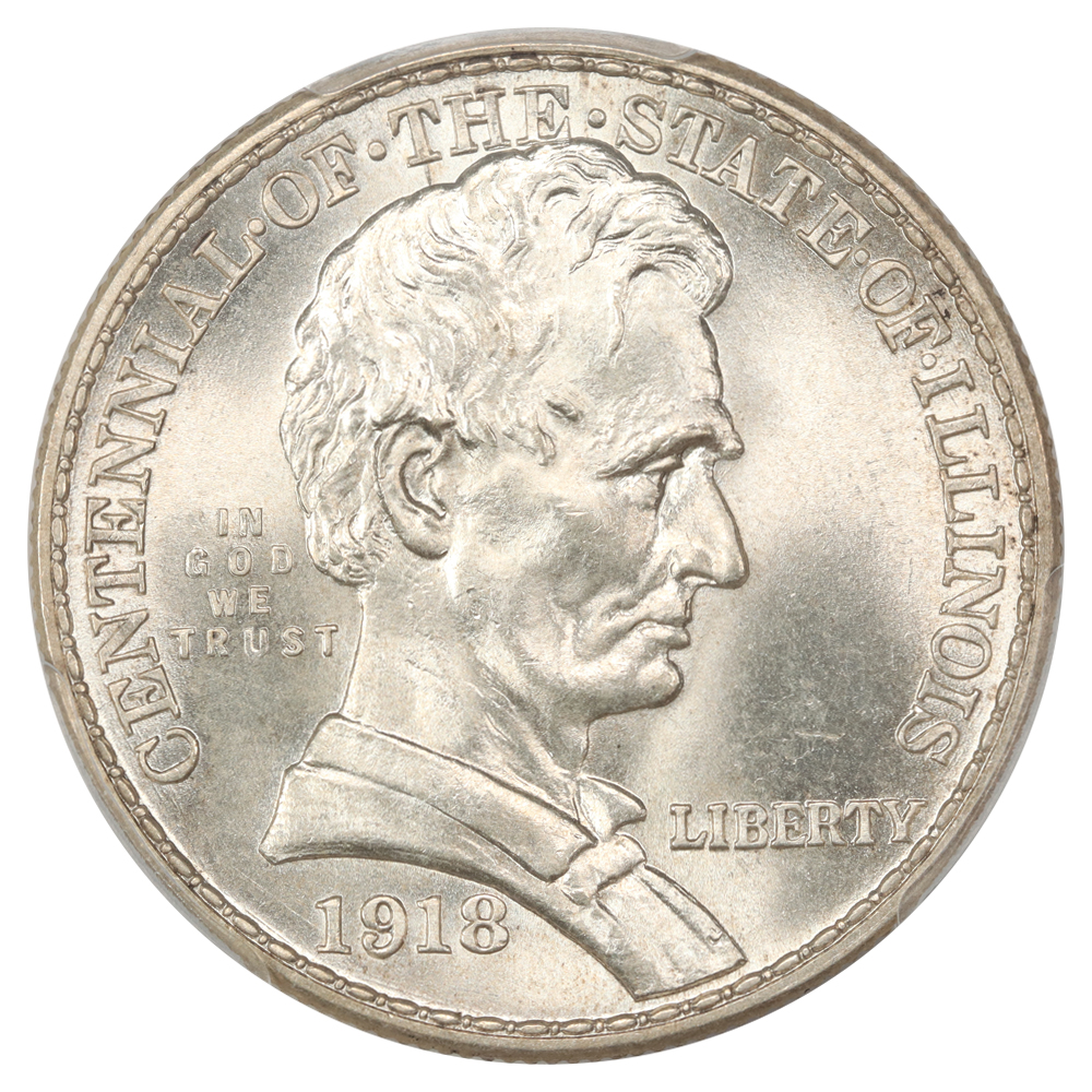 image for: 1918 Lincoln - Illinois 50c PCGS MS66