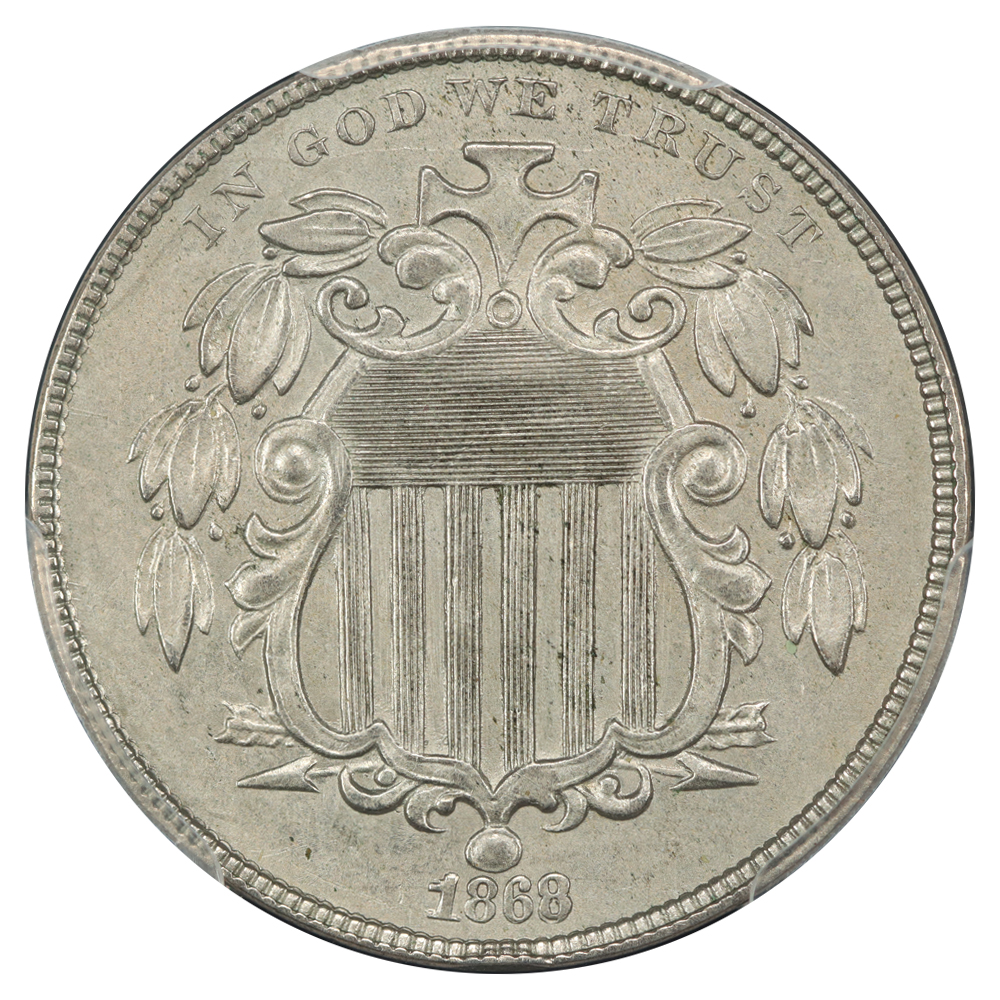 image for: 1868 5c PCGS AU55