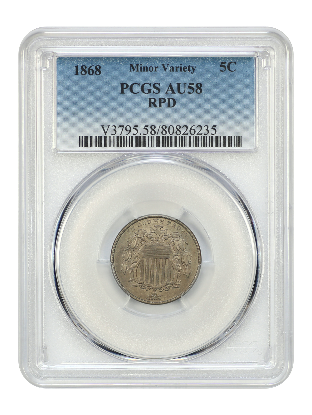 image for: 1868 5c PCGS AU58