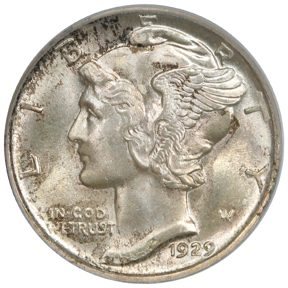 image for: 1929-D 10c PCGS MS65 FB