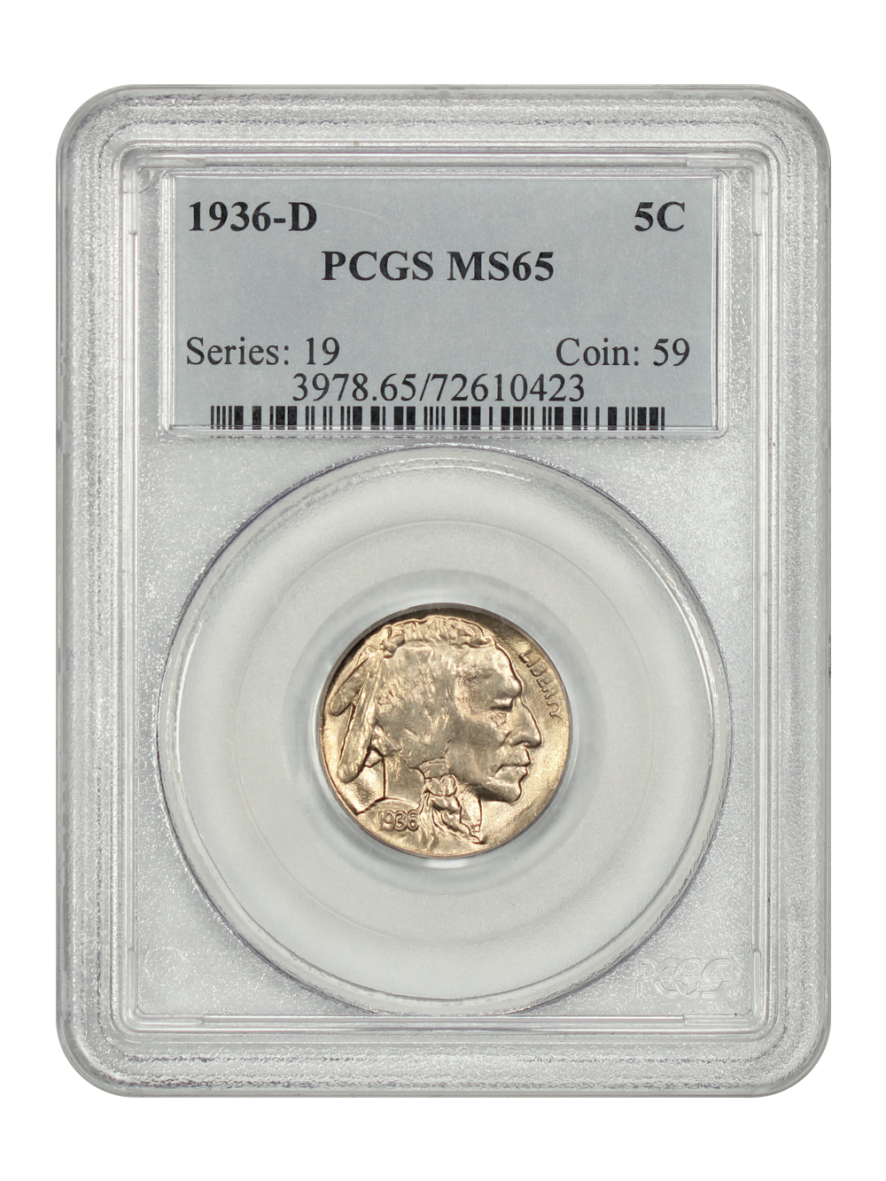 image for: 1936-D 5c PCGS MS65