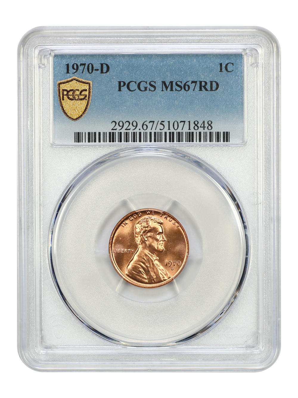 image for: 1970-D 1c PCGS MS67 RD