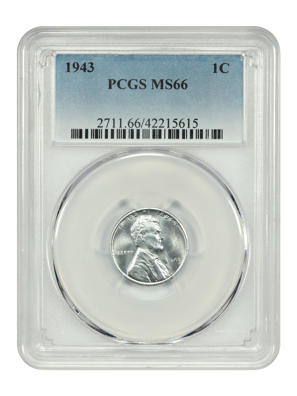 image for: 1943 Steel 1c PCGS MS66
