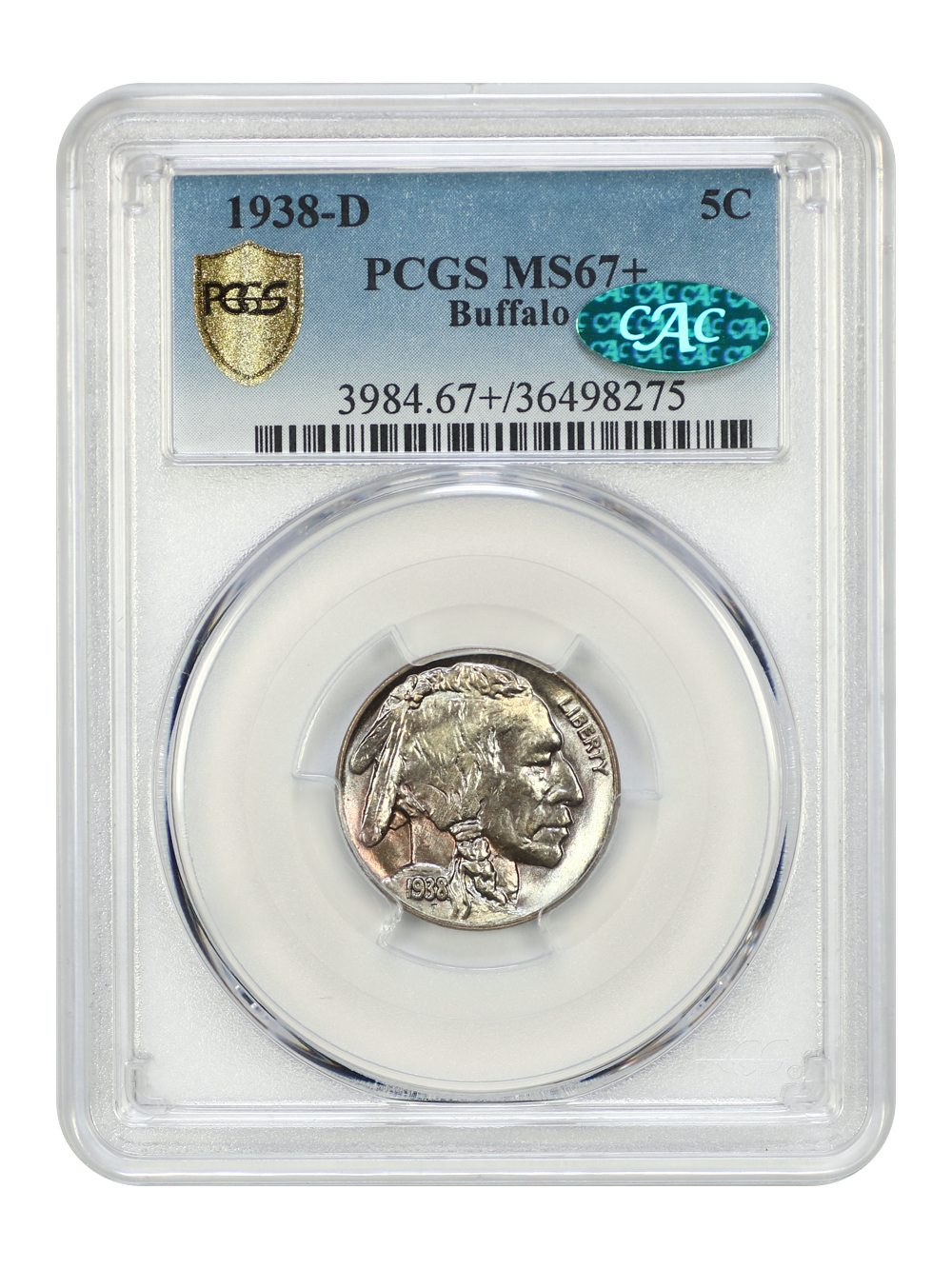 image for: 1938-D Buffalo 5c PCGS MS67
