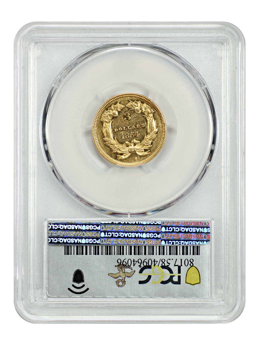image for: 1854 $3  PCGS AU58