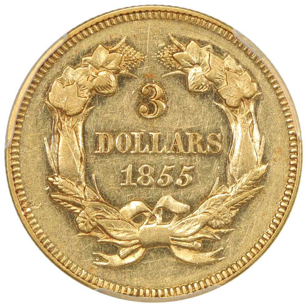 image for: 1855 $3  PCGS AU55