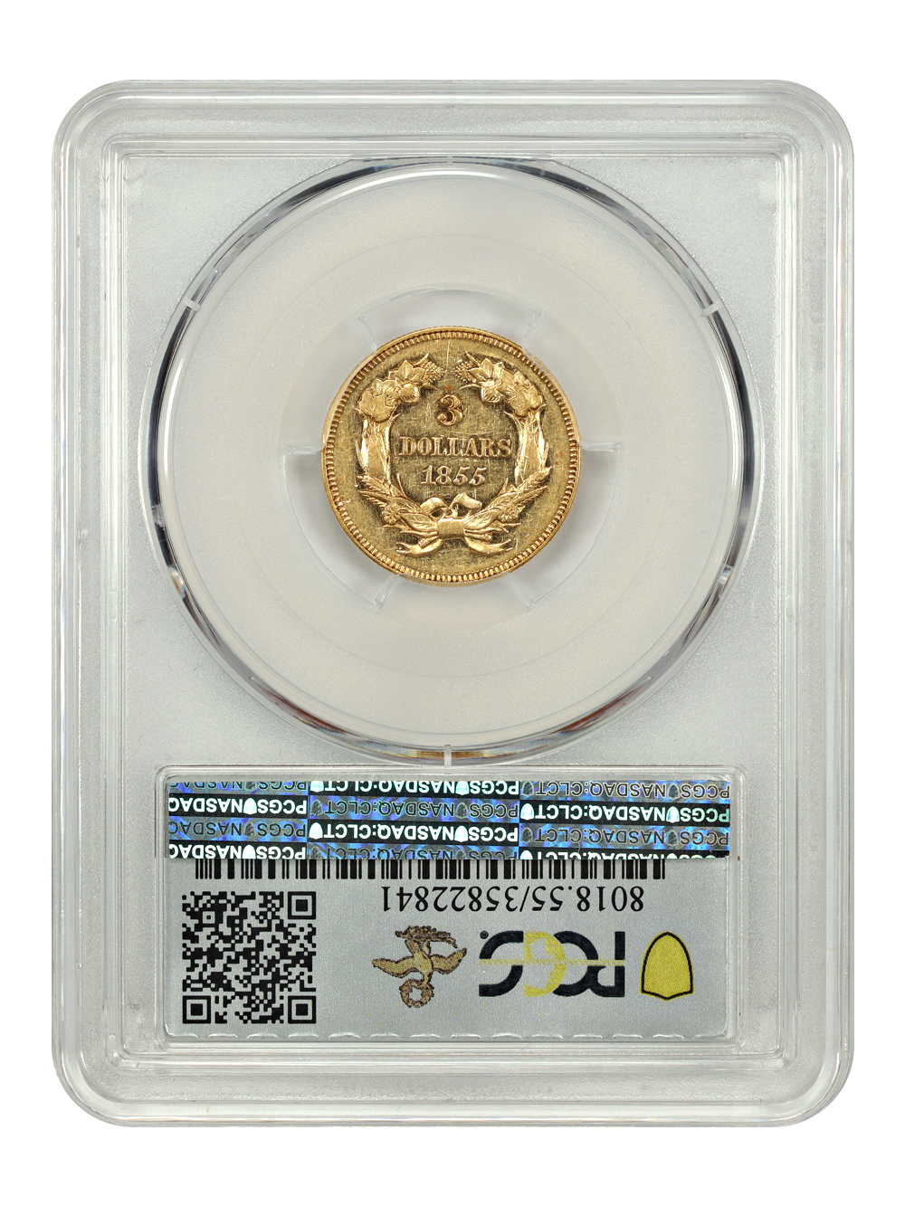 image for: 1855 $3  PCGS AU55