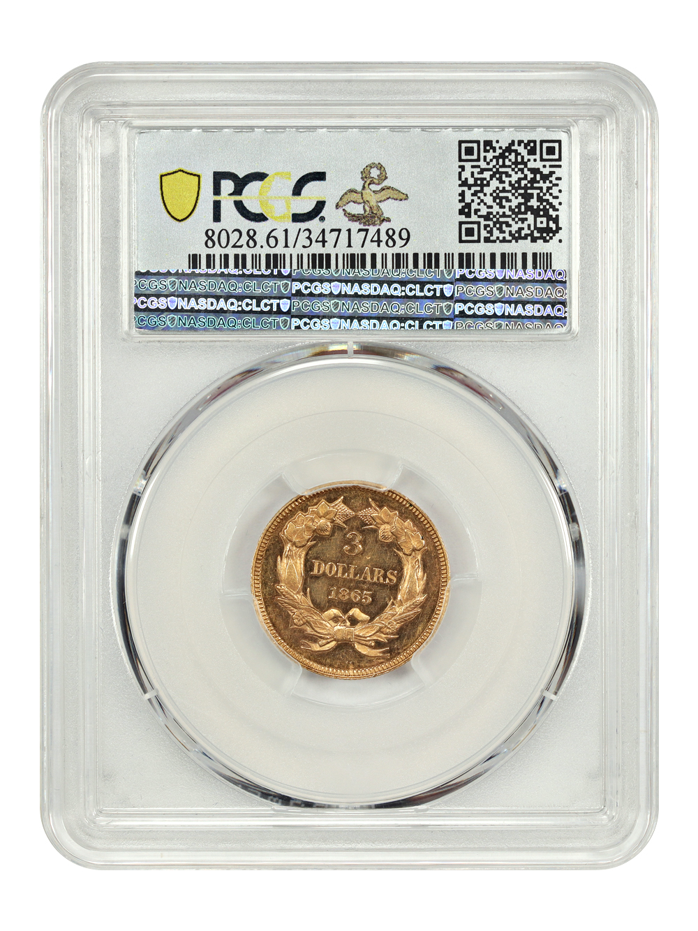 image for: 1865 $3  PCGS PR61