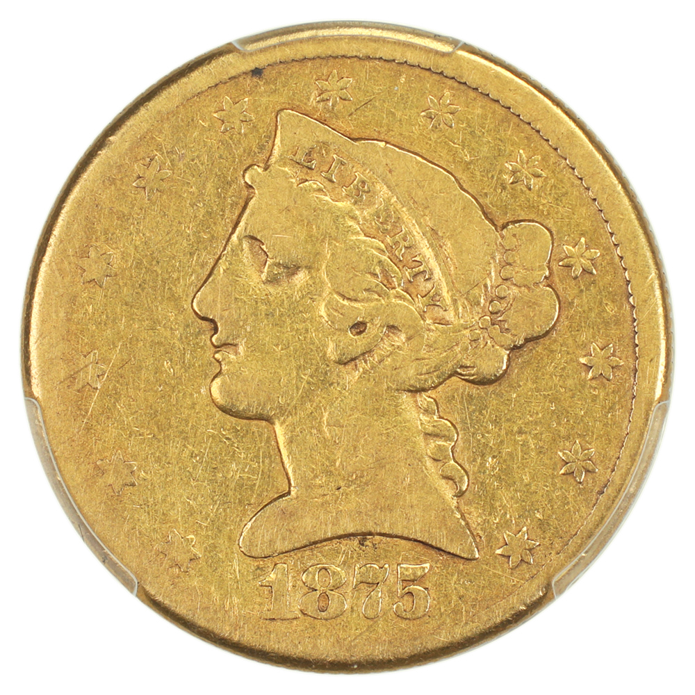 image for: 1875-CC $5  PCGS G6