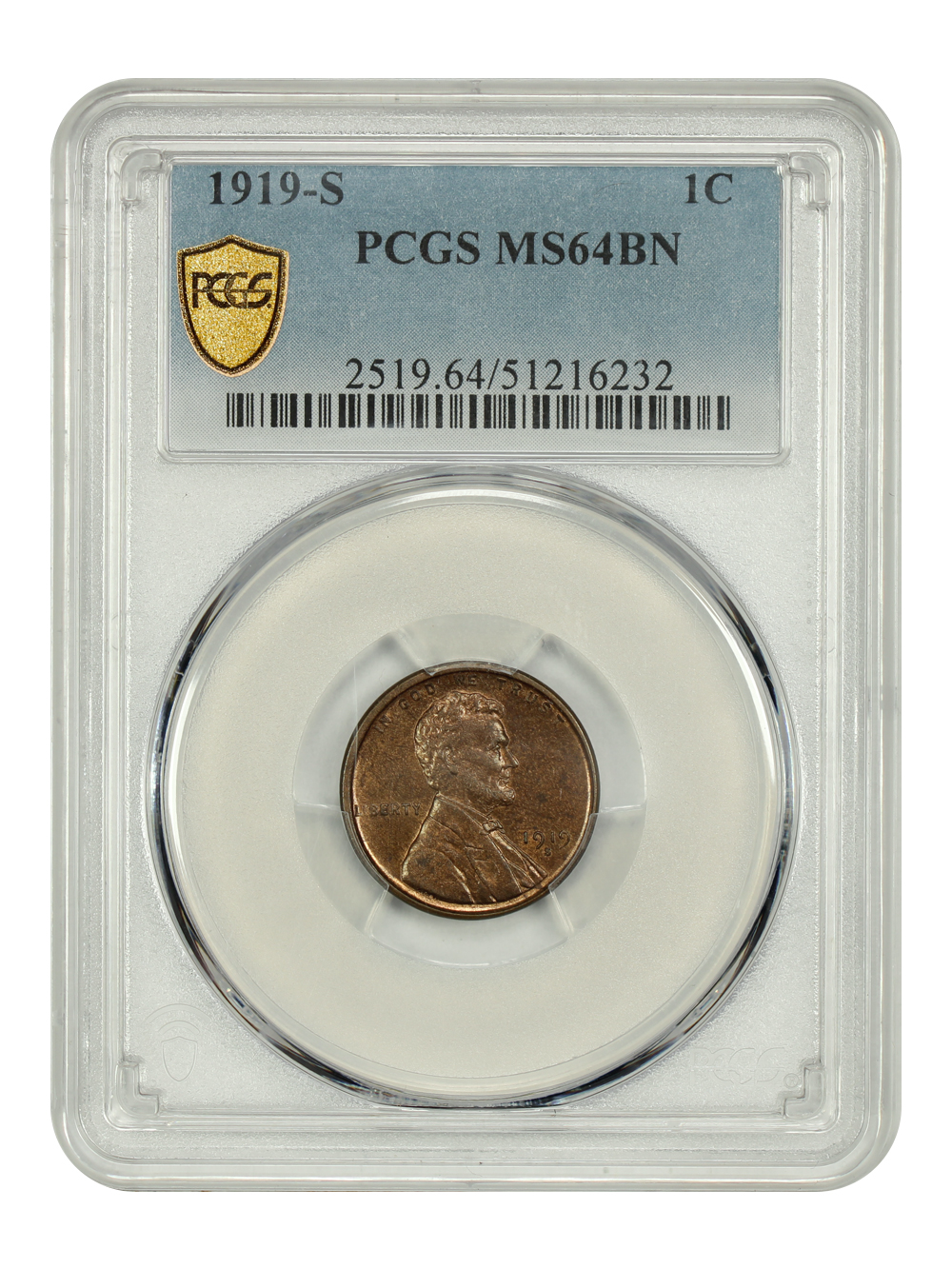image for: 1919-S 1c PCGS MS64 BN