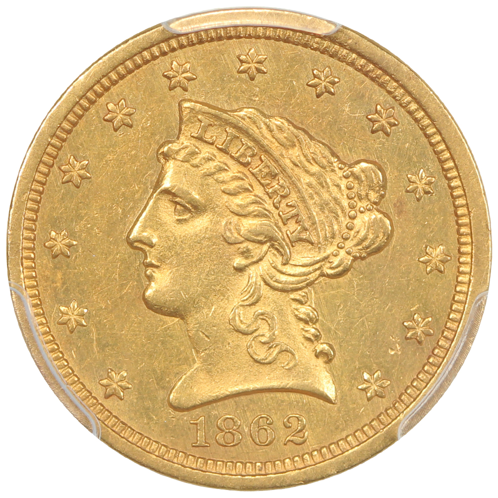 image for: 1862 $2 1/2 PCGS AU58