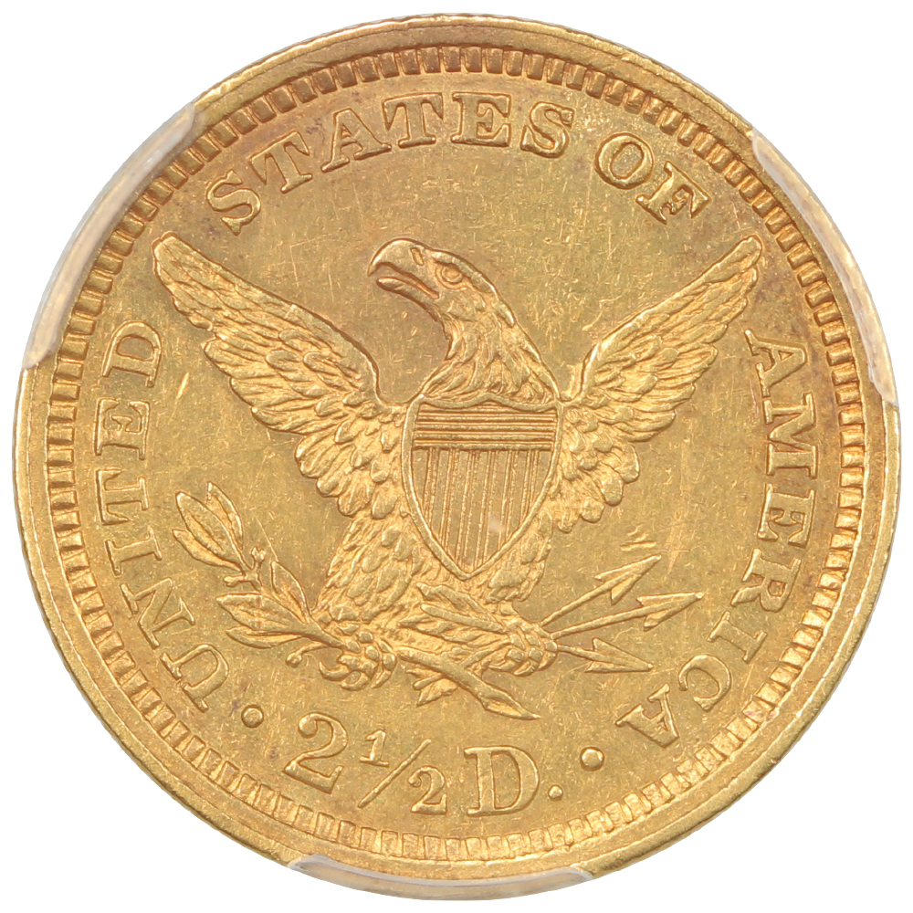 image for: 1862 $2 1/2 PCGS AU58