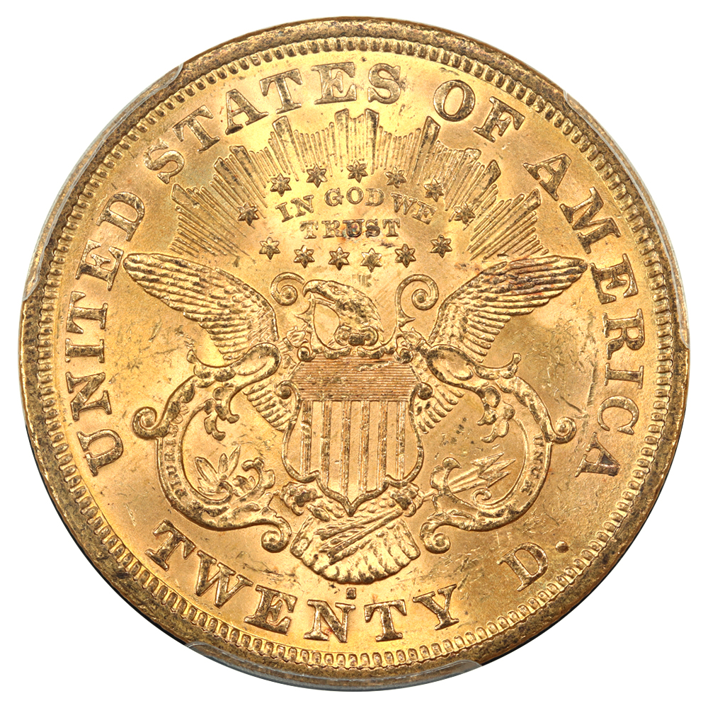 image for: 1871-S $20  PCGS MS62