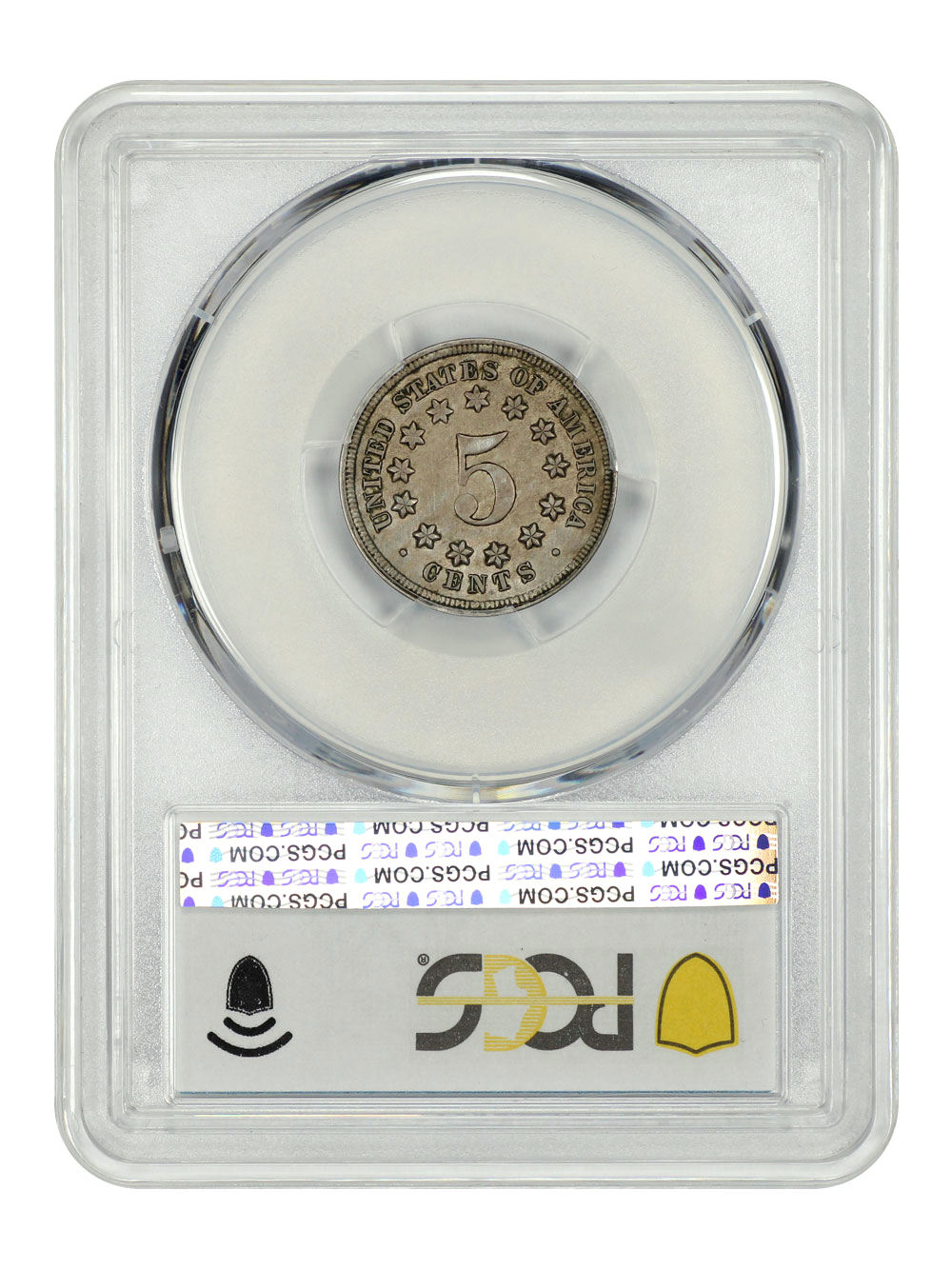 image for: 1867 No Rays 5c PCGS AU55