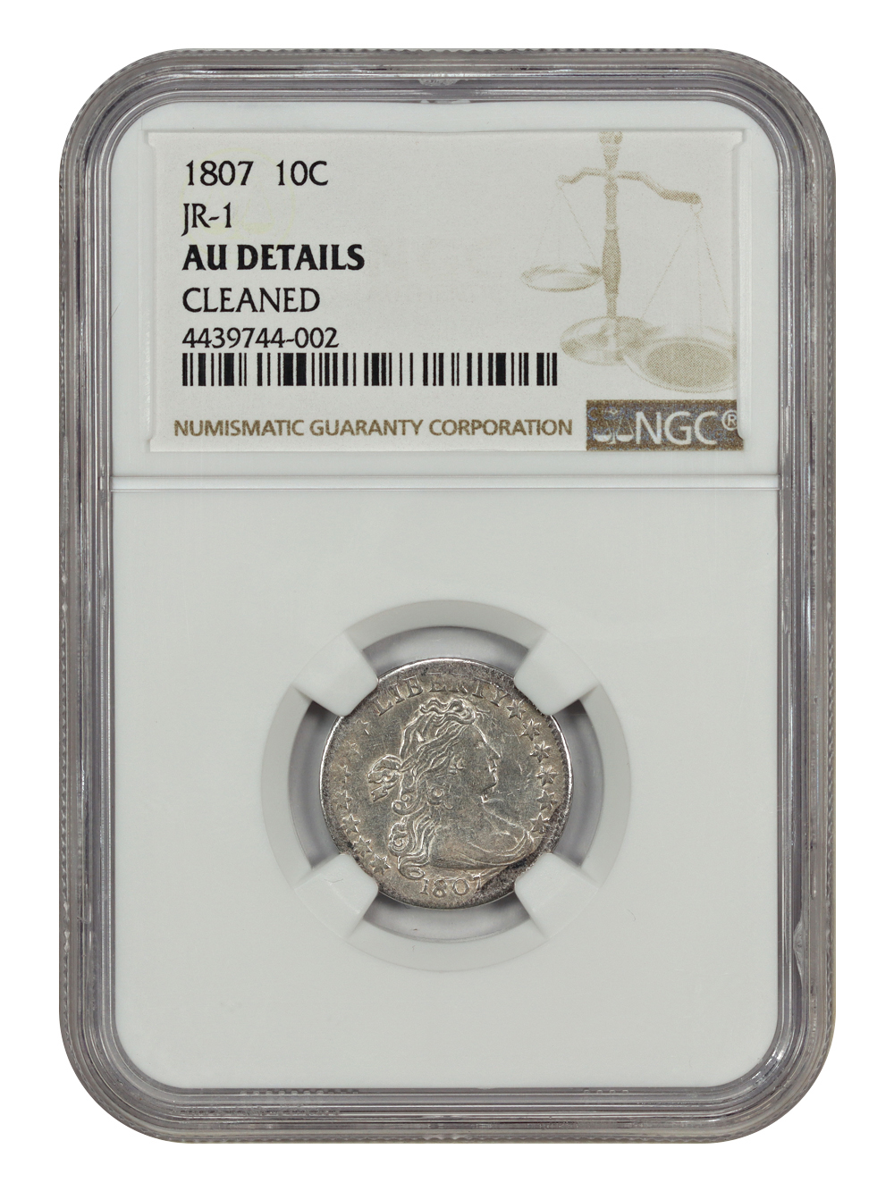 image for: 1807 JR-1 10c NGC AU50