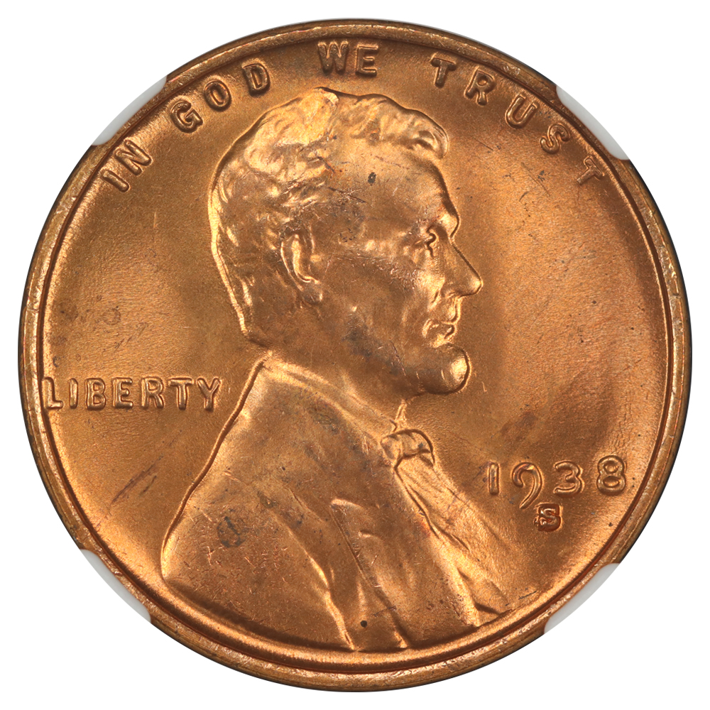 image for: 1938-S/S/S Repunched Mintmark, FS-502 1c NGC MS65 RD
