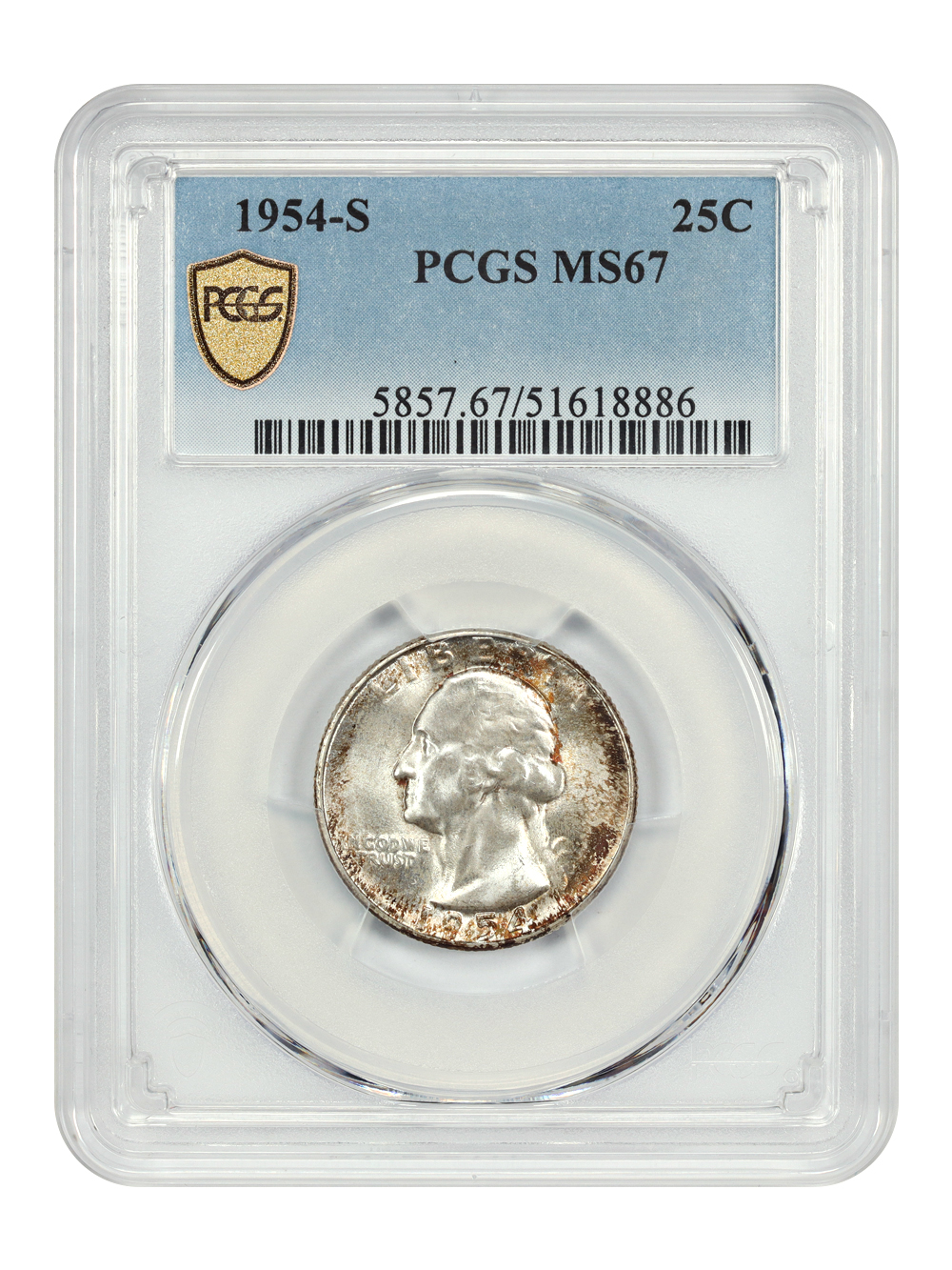 image for: 1954-S 25c PCGS MS67