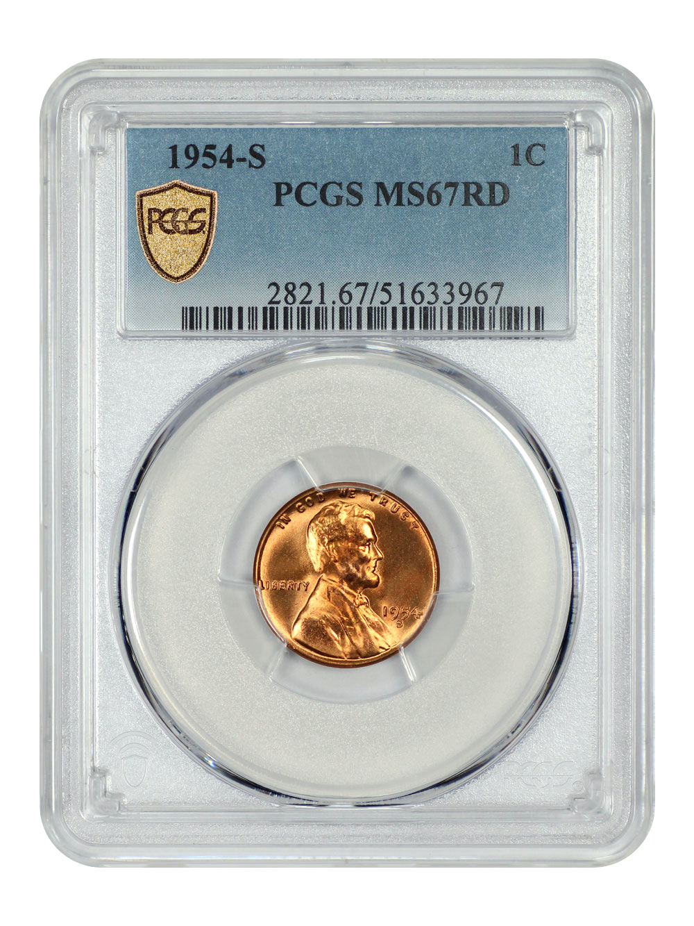 image for: 1954-S 1c PCGS MS67 RD