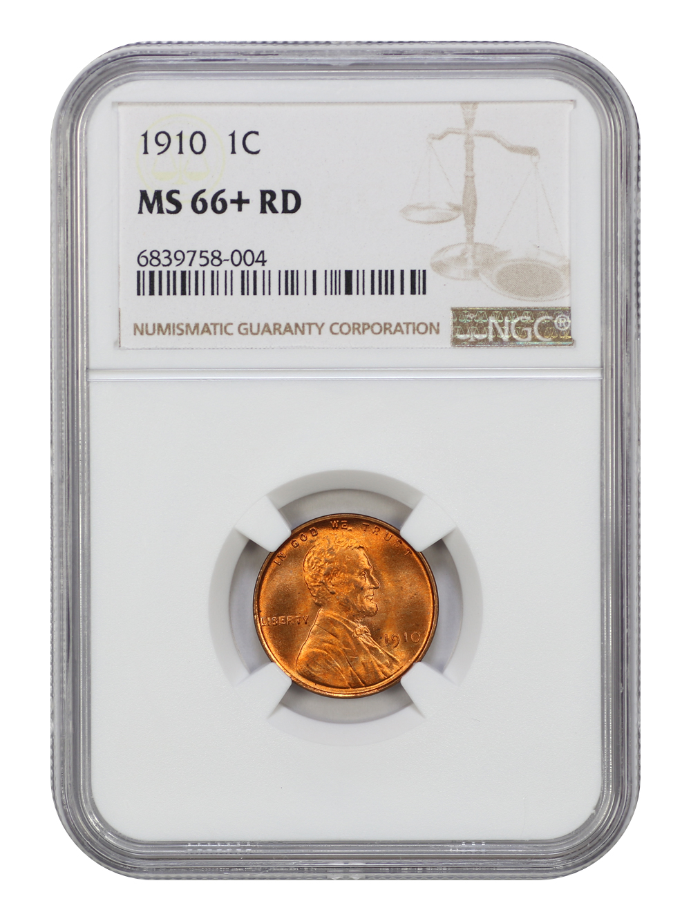 image for: 1910 1c NGC MS66 RD